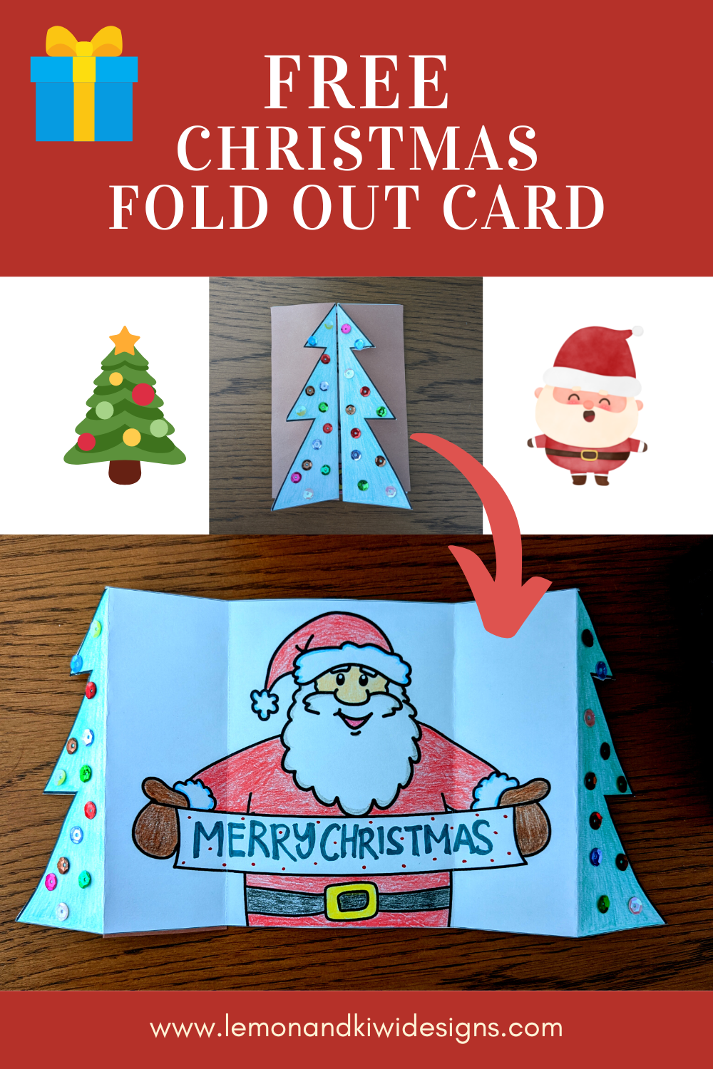 free printable christmas fold out cards - lemon and kiwi designs